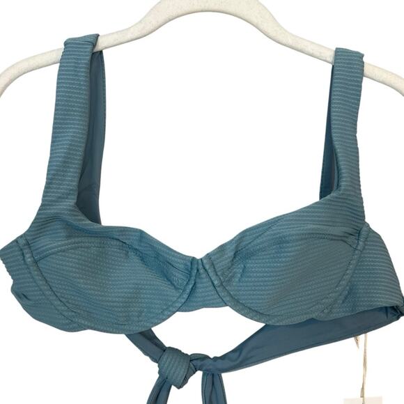 NWT l*space Nikita Bikini Top Slated Glass Blue sz S Underwire Ribbed Eco Chic - Picture 5 of 9